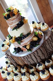 semi naked fresh fruit wedding cake